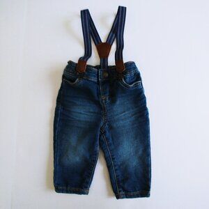 Baby B'Gosh Knit-Denim Removable Suspender Pants 6 Months